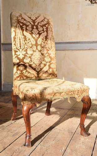 A GEORGE I WALNUT AND MARQUETRY SIDE CHAIR, IN THE MANNER OF...