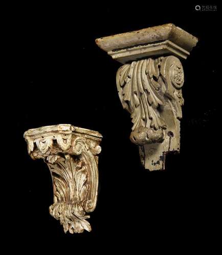 A GEORGE II CARVED AND PAINTED WALL BRACKET, MID 18TH CENTUR...