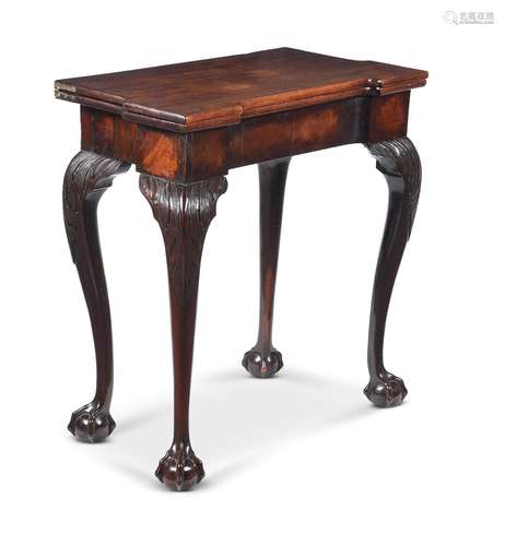 A GEORGE II MAHOGANY FOLDING TEA TABLE, CIRCA 1750