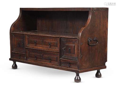 AN ITALIAN WALNUT TABLE TOP CABINET, LATE 17TH CENTURY