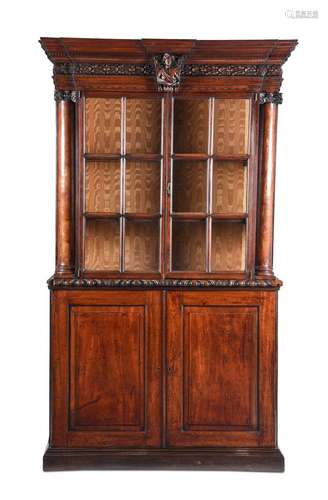 AN UNUSUAL GEORGE II MAHOGANY BOOKCASE OR CABINET, CIRCA 174...