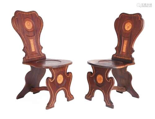 Y AN UNUSUAL PAIR OF GEORGE II MAHOGANY, SATINWOOD AND LINE ...