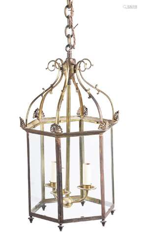 A GILT BRASS LANTERN, IN REGENCY STYLE