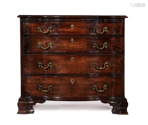 A GEORGE III MAHOGANY AND CROSSBANDED SERPENTINE FRONT COMMO...