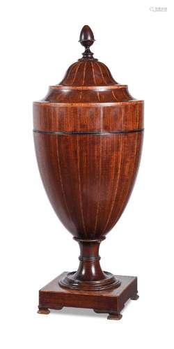 A GEORGE III MAHOGANY CUTLERY PEDESTAL URN, CIRCA 1810