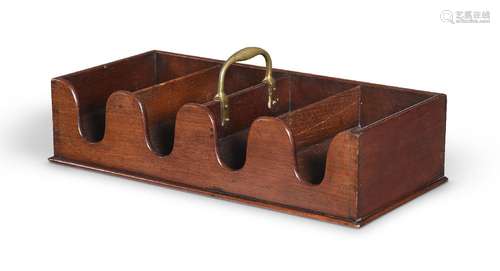 AN UNUSUAL GEORGE III MAHOGANY BOTTLE CARRIER, CIRCA 1780