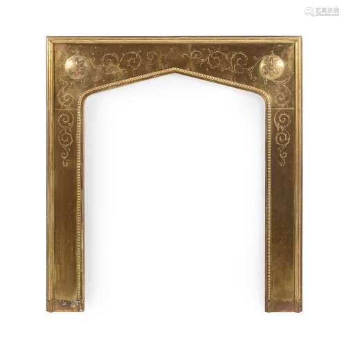 A GEORGE III BRASS FIRE SURROUND, POSSIBLY DUBLIN, LATE 18TH...