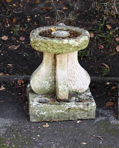 A CARVED STONE BIRD BATH, LATE 19TH/EARLY 20TH CENTURY