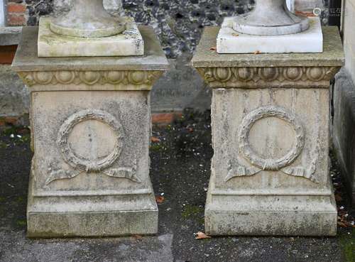 A PAIR OF COMPOSITION STONE PLINTH BASES, LATE 20TH CENTURY