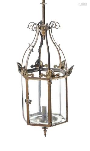 A REGENCY GILT BRASS HALL LANTERN, EARLY 19TH CENTURY