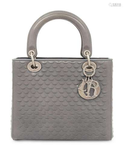 Christian Dior Gray Scalloped Leather Lady Dior Bag, 2007