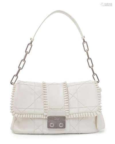 Christian Dior White Ruffle Flap Bag, 2009