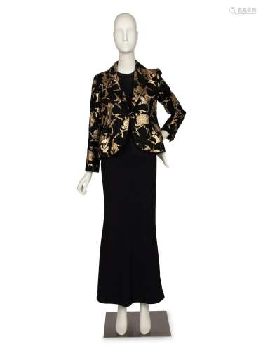 Christian Dior Haute Couture Gold and Black Dress and Jacket...