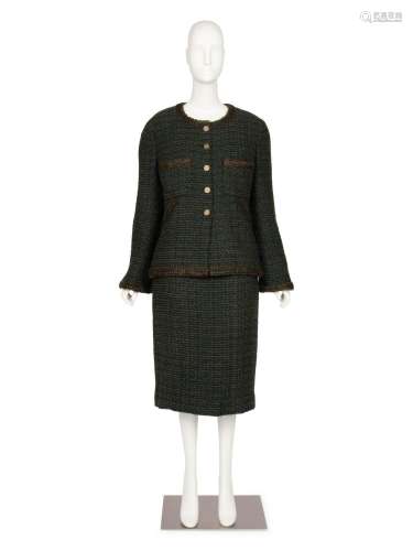 Chanel Green and Brown Fantasy Tweed Skirt Suit, c. 2009