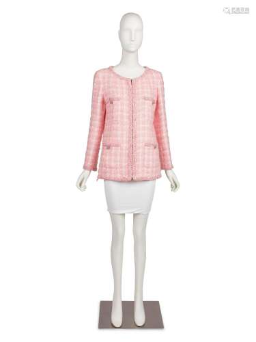 Chanel Pink and White Tweed Jacket, 2000s
