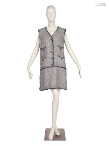 Chanel Silver Tweed Dress, 2010s