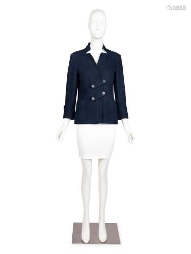 Chanel Navy Blue Double-Breasted Jacket, 2010s