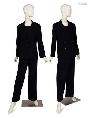 Chanel Navy Three-Piece Ensemble and Pea Coat, 1998-1999