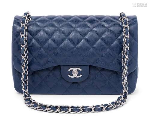 Chanel Navy Caviar Leather Flap Bag, 2011