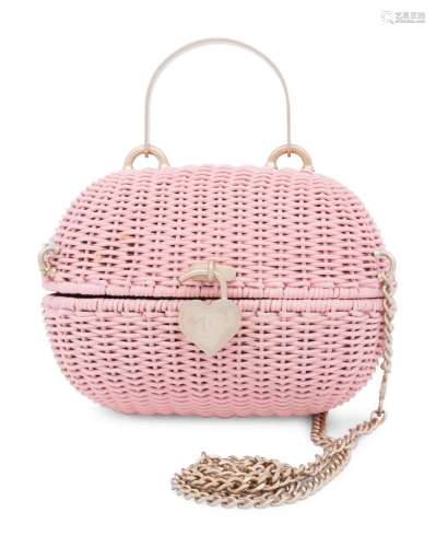 Chanel Pink Woven Rattan Bag, 2004-05