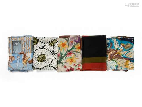 Five Designer Silk Scarves