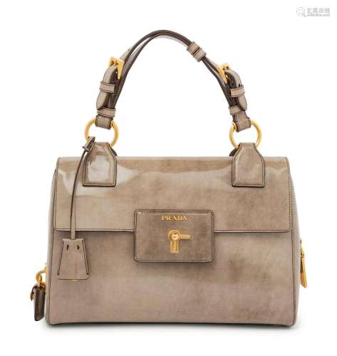 Prada Gray Patent Leather Flap Bag, 2000s