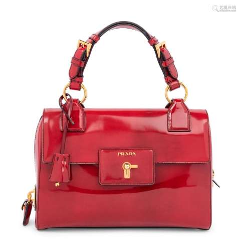 Prada Red Patent Leather Flap Bag, 2000s