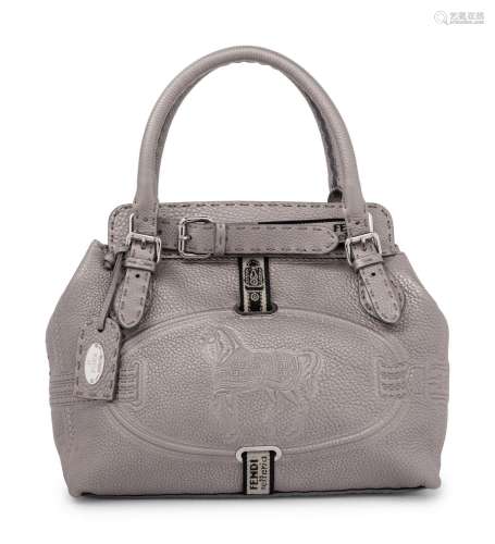 Fendi Silver Embossed Leather Bag Formerly Owned By Elizabet...