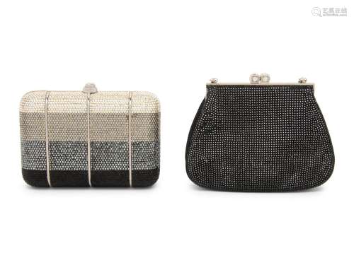 Two Judith Leiber Crystal Minaudiere Clutches - One Formerly...