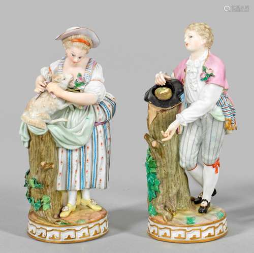 Figurenpaar "Mädchen mit Lamm" und "Knabe mit...