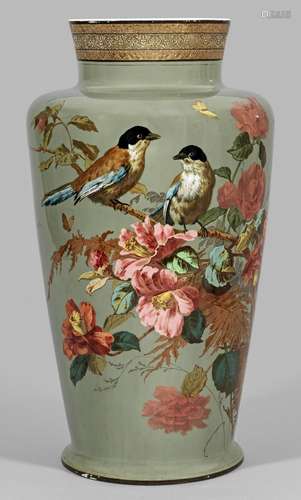 Belle Epoque-Bodenvase mit Vogeldekor