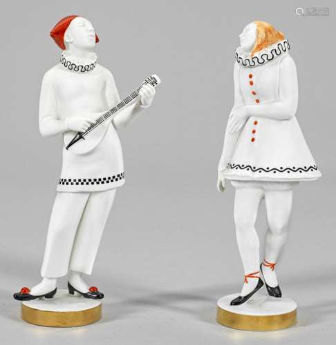 Art Déco-Figurenpaar "Pierrot" und "Pierrette...