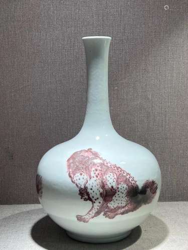 Underglaze red animal pattern flask