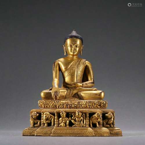 Gilt bronze statue of Shakyamuni