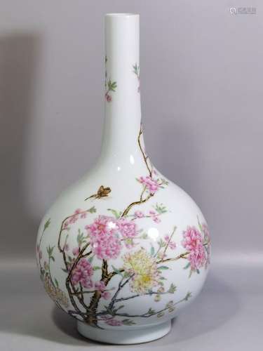 Pastel Peach Blossom Butterfly Pattern Gall Vase