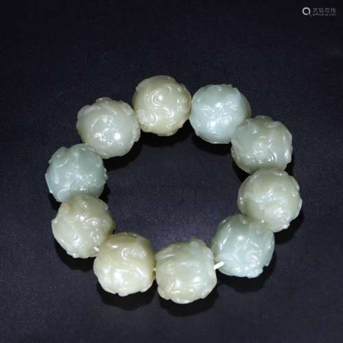 Old Collection Hetian Jade Dragon Pattern Bracelets