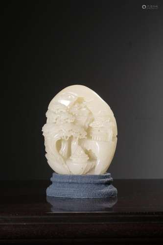 Hetian White Jade Carving Matsushita Old Man Shanzi Ornament