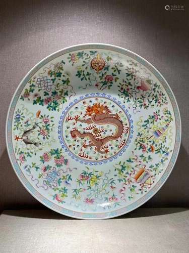 Pastel Eight Treasures and Dragon Pattern Plate