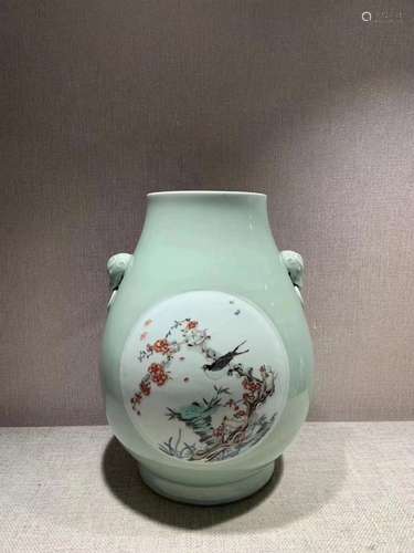 Bean green glaze consecrated multicolored figure flower and ...