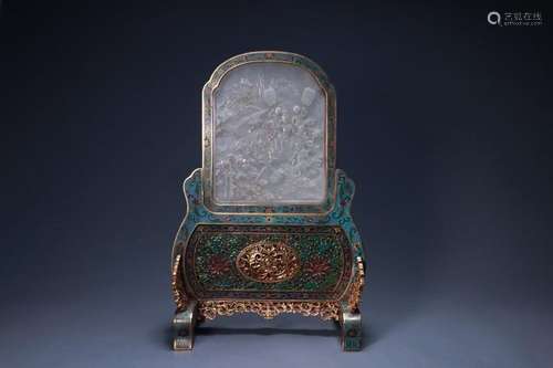 Old Collection: Hetian Jade Inlaid Bronze Chajin Cloisonne