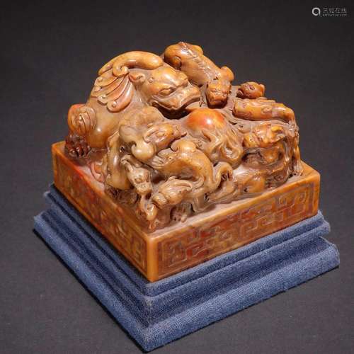 Old Collection · Tianhuang Stone Group Dragon Playing Pearl ...