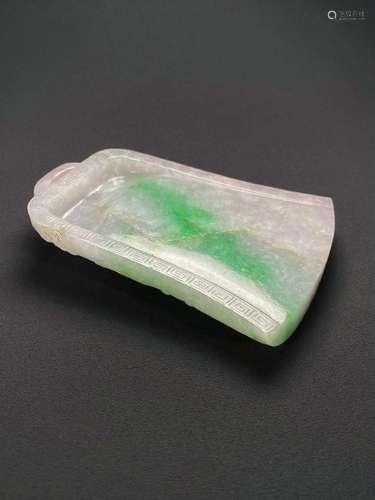 Floating green jadeite bell-shaped jade inkstone