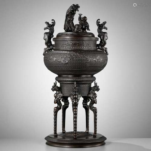 SHOKAKEN: A LARGE AND EXCEPTIONAL BRONZE KORO (INCENSE BURNE...