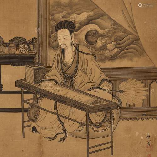 KOTO YOSHIN: A FINE KANO SCHOOL PAINTING OF `SCHOLAR READING...