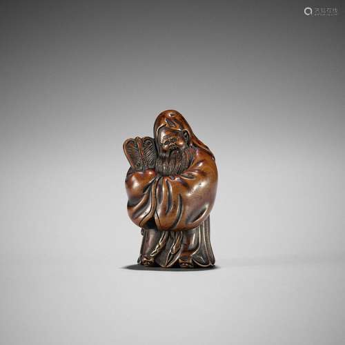 ROKKO: A FINE WOOD NETSUKE OF JUROJIN