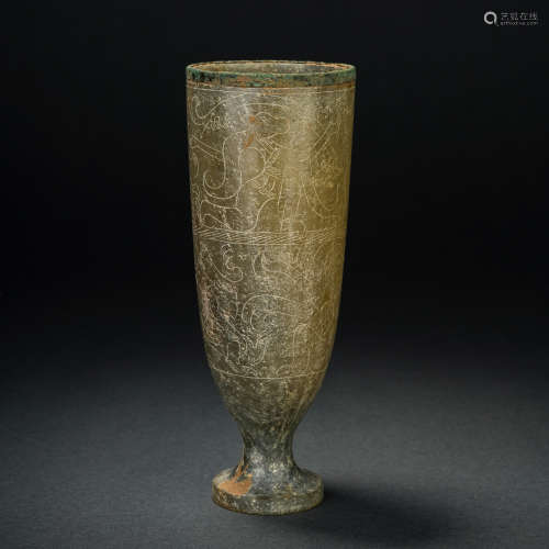 Han Hetian jade-covered copper mug