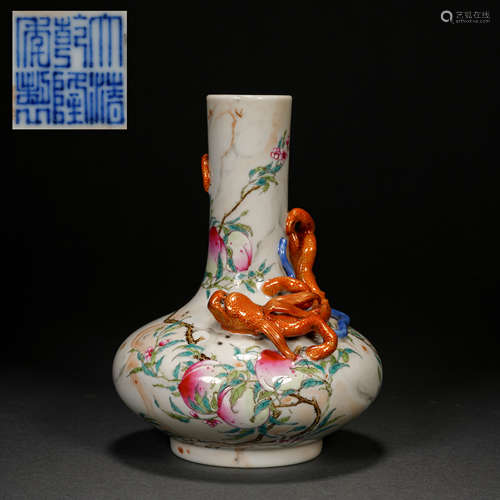 Qing Dynasty Famille-colored Primary Gold Plate Chilongshou ...