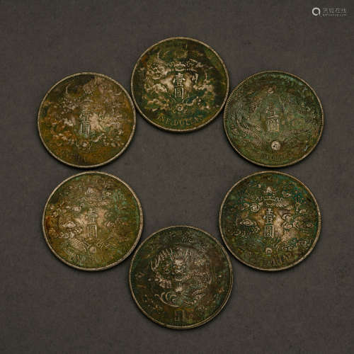 Qing Dynasty silver coins six pieces