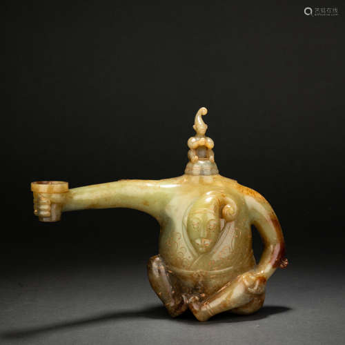 Han Hetian Jade Figure Candlestick