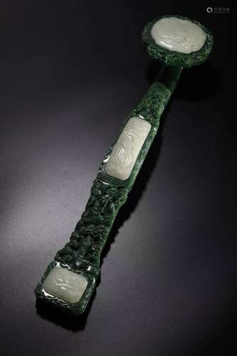 Qing Dynasty Hetian jasper with three ruyis